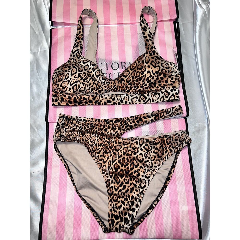 Victorias Secret Swim Tulum Cut-Out Cheetah Large Cheetah